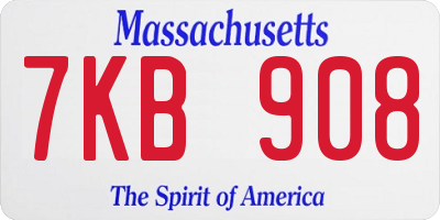 MA license plate 7KB908