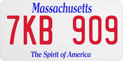 MA license plate 7KB909