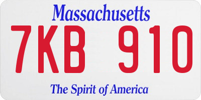MA license plate 7KB910