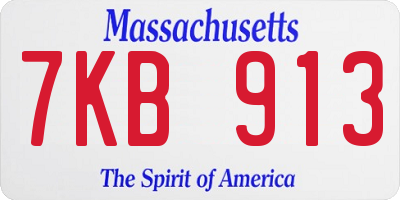 MA license plate 7KB913