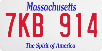 MA license plate 7KB914
