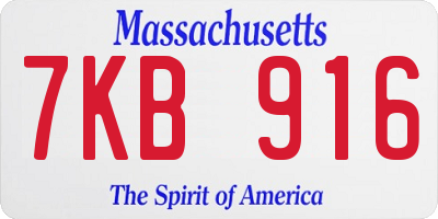 MA license plate 7KB916