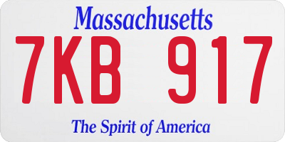 MA license plate 7KB917