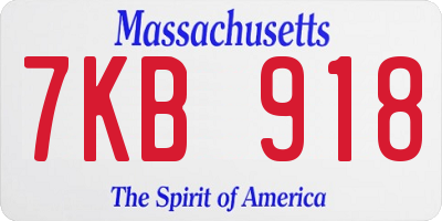 MA license plate 7KB918