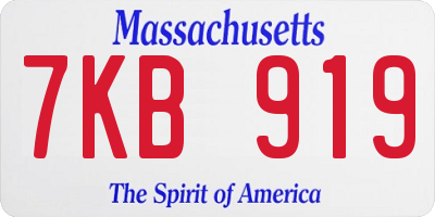 MA license plate 7KB919