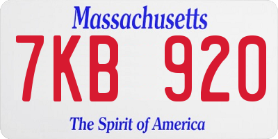 MA license plate 7KB920