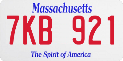 MA license plate 7KB921