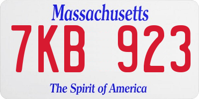 MA license plate 7KB923