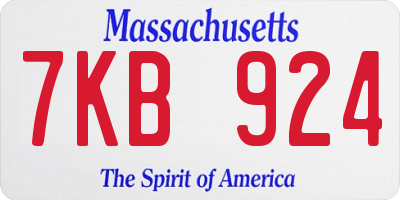MA license plate 7KB924