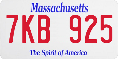 MA license plate 7KB925
