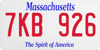 MA license plate 7KB926
