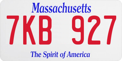 MA license plate 7KB927