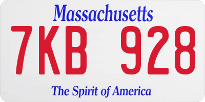 MA license plate 7KB928