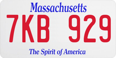 MA license plate 7KB929