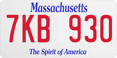 MA license plate 7KB930