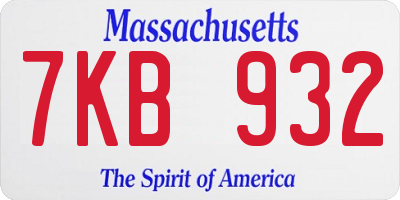 MA license plate 7KB932