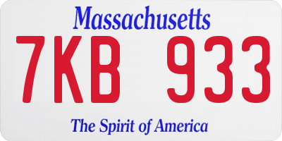 MA license plate 7KB933