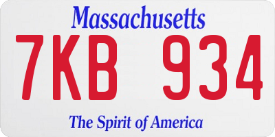 MA license plate 7KB934