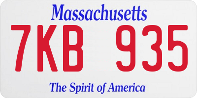 MA license plate 7KB935