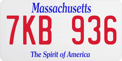 MA license plate 7KB936