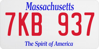 MA license plate 7KB937