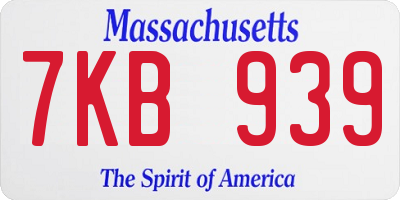 MA license plate 7KB939