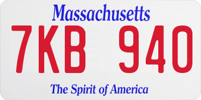 MA license plate 7KB940