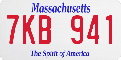MA license plate 7KB941