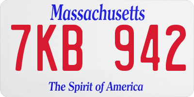 MA license plate 7KB942