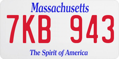 MA license plate 7KB943