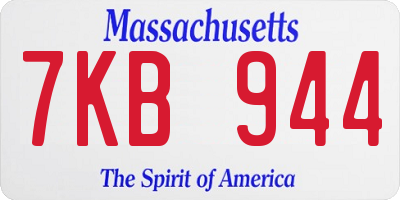 MA license plate 7KB944