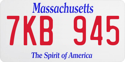 MA license plate 7KB945