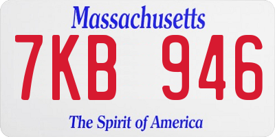 MA license plate 7KB946