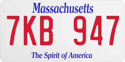 MA license plate 7KB947