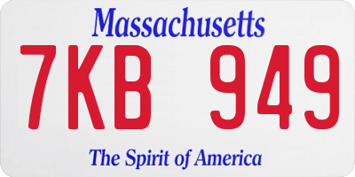 MA license plate 7KB949