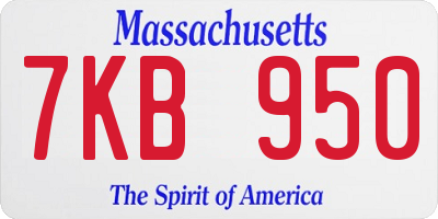 MA license plate 7KB950