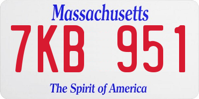 MA license plate 7KB951