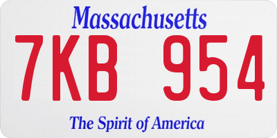 MA license plate 7KB954