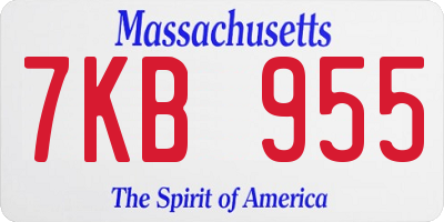 MA license plate 7KB955