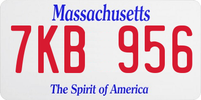 MA license plate 7KB956