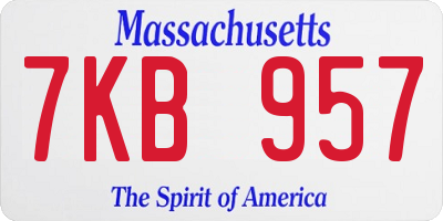 MA license plate 7KB957
