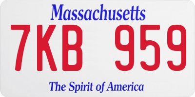 MA license plate 7KB959