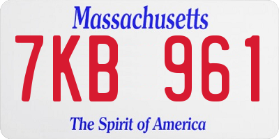 MA license plate 7KB961