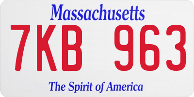MA license plate 7KB963