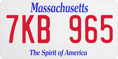 MA license plate 7KB965