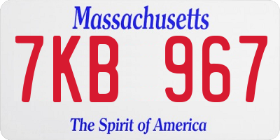 MA license plate 7KB967