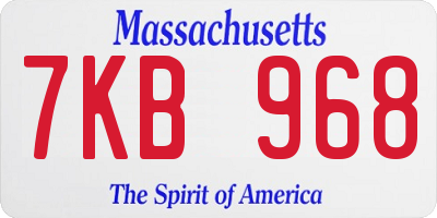 MA license plate 7KB968