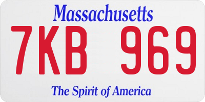 MA license plate 7KB969