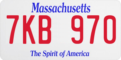 MA license plate 7KB970