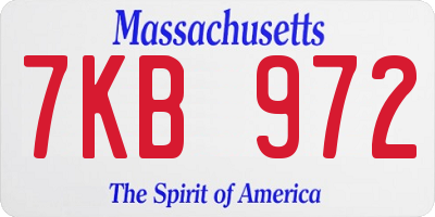 MA license plate 7KB972